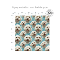 Baumwolle Canvas Stoff Malteser Hund Blau Pastell – 153 g/m² – Meterware 160 cm- Eigenproduktion