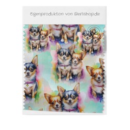 Baumwolle Canvas Stoff Chihuahua bunt Splash Aquarell 153 g/m² Meterware 160 cm Eigenproduktion