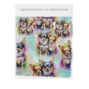 Baumwolle Canvas Stoff Chihuahua bunt Splash Aquarell 153 g/m² Meterware 160 cm Eigenproduktion