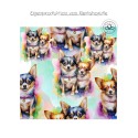 Baumwolle Canvas Stoff Chihuahua bunt Splash Aquarell 153 g/m² Meterware 160 cm Eigenproduktion