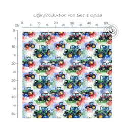 Traktor Stoff – bunte Bauernhof Traktoren – Aquarell Design
