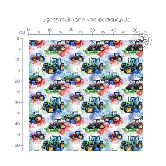 Traktor Stoff – bunte Bauernhof Traktoren – Aquarell Design