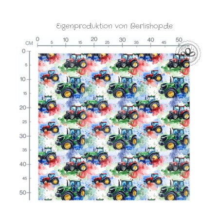 Traktor Stoff – bunte Bauernhof Traktoren – Aquarell Design