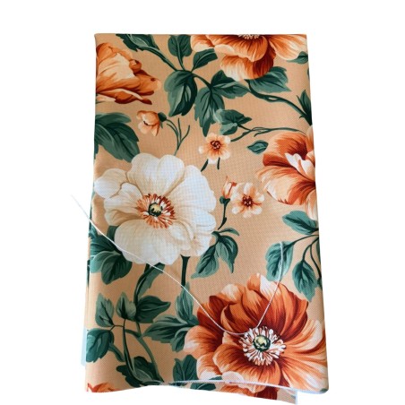 1 m Coupon Oxford Stoff Beige Blumen 150 cm – Beige – 210 g/m² – Eigenproduktion