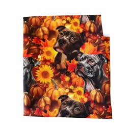 1 m Coupon Oxford Stoff Hund Pitbull Herbst 150 cm – Schwarz Gelb Orange – 210 g/m² – Eigenproduktion