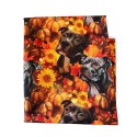 1 m Coupon Oxford Stoff Hund Pitbull Herbst 150 cm – Schwarz Gelb Orange – 210 g/m² – Eigenproduktion