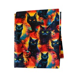 1 m Coupon Oxford Stoff Katzen Herbst Halloween 150 cm – Rot Schwarz– 210 g/m² – Eigenproduktion
