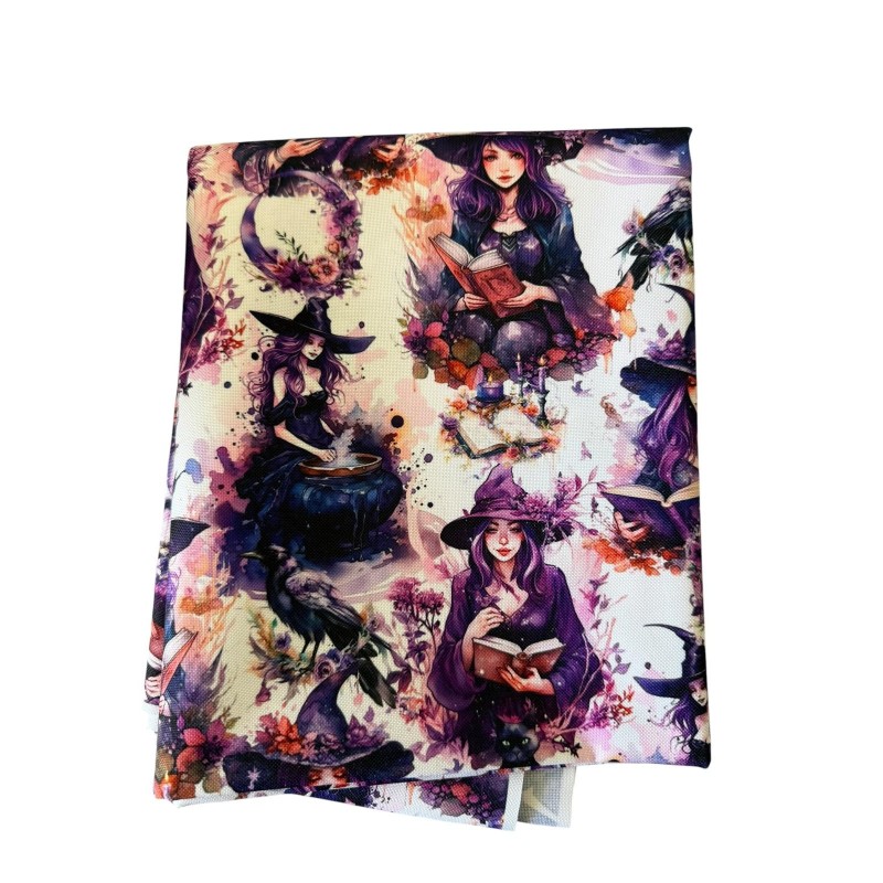 1 m Coupon Oxford Stoff Hexen Zauber Halloween 150 cm – Lila – 210 g/m² – Eigenproduktion