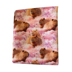 1 m Coupon Oxford Stoff Capibara Blumen 150 cm – Rosa – 210 g/m² – Eigenproduktion