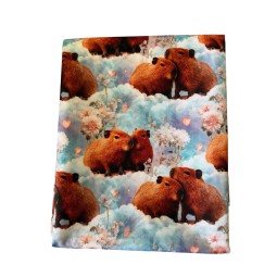 1 m Coupon Oxford Stoff Capibara Blumen 150 cm – Blau – 210 g/m² – Eigenproduktion