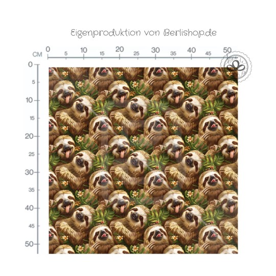 Faultier Stoff – süße Faultiere im Dschungel – Natur Design