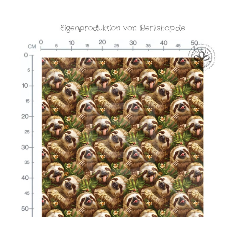 Faultier Stoff – süße Faultiere im Dschungel – Natur Design