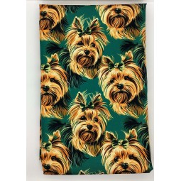 1 m Coupon Oxford Stoff Hund Yorkshirre terrier 150 cm – Grün Gelb – 210 g/m² – Eigenproduktion