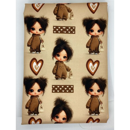 1 m Coupon Oxford Stoff Puppis Kind Mädchen 150 cm – Beige Braun – 210 g/m² – Eigenproduktion