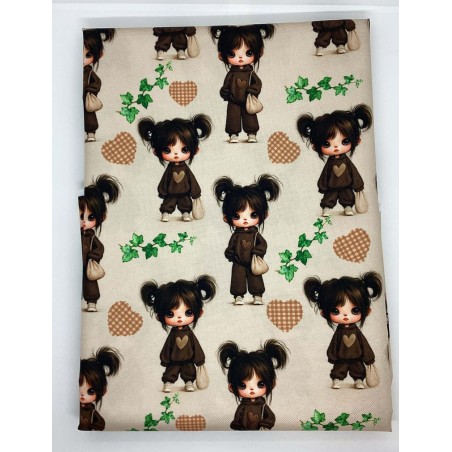 1 m Coupon Oxford Stoff Puppis Kind Mädchen 150 cm – Braun Beige – 210 g/m² – Eigenproduktion