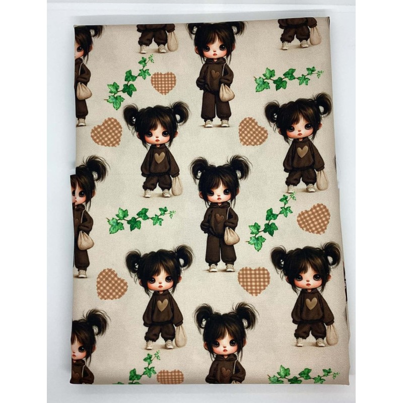 1 m Coupon Oxford Stoff Puppis Kind Mädchen 150 cm – Braun Beige – 210 g/m² – Eigenproduktion