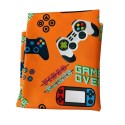 1 m Coupon Oxford Stoff Game Over Video Games Zocker 150 cm – Neon Orange – 210 g/m² – Eigenproduktion