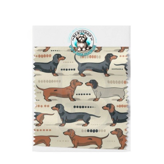 Baumwolle Canvas Stoff Dackel Vintage Braun  153 g/m² Meterware 160 cm Eigenproduktion