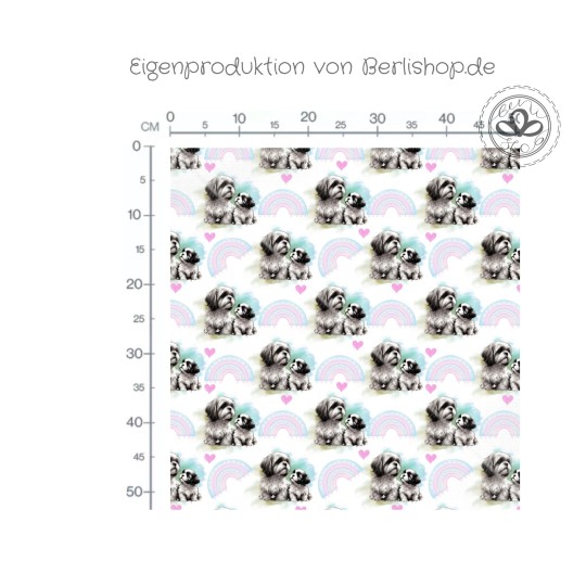 Baumwolle Canvas Stoff Regenbogen Shih-Tzu  153 g/m² Meterware 160 cm Eigenproduktion