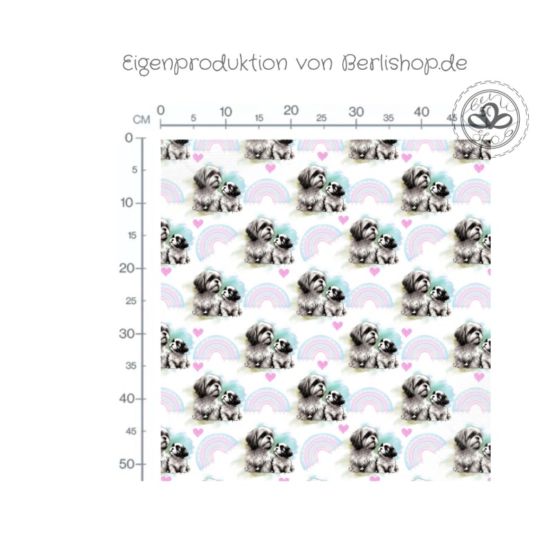 Baumwolle Canvas Stoff Regenbogen Shih-Tzu  153 g/m² Meterware 160 cm Eigenproduktion