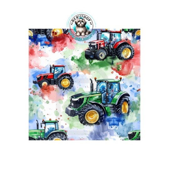 Baumwolle Canvas Stoff Traktoren Splash Rot Blau 153 g/m² Meterware 160 cm Eigenproduktion