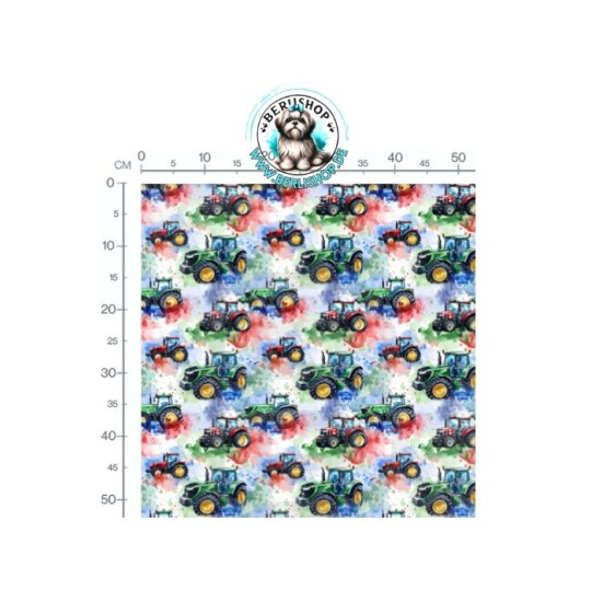 Baumwolle Canvas Stoff Traktoren Splash Rot Blau 153 g/m² Meterware 160 cm Eigenproduktion