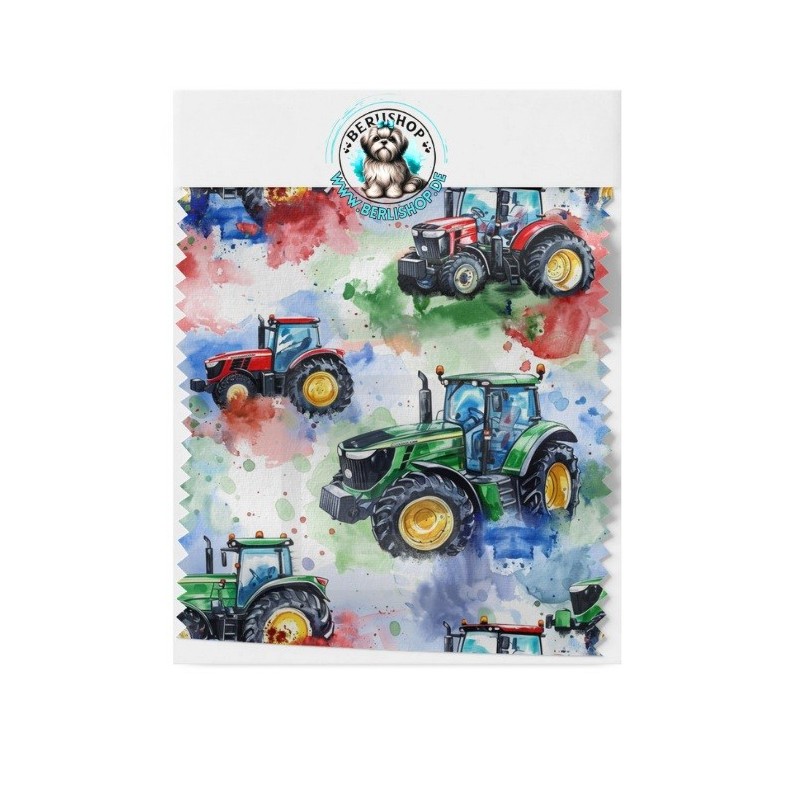Baumwolle Canvas Stoff Traktoren Splash Rot Blau 153 g/m² Meterware 160 cm Eigenproduktion