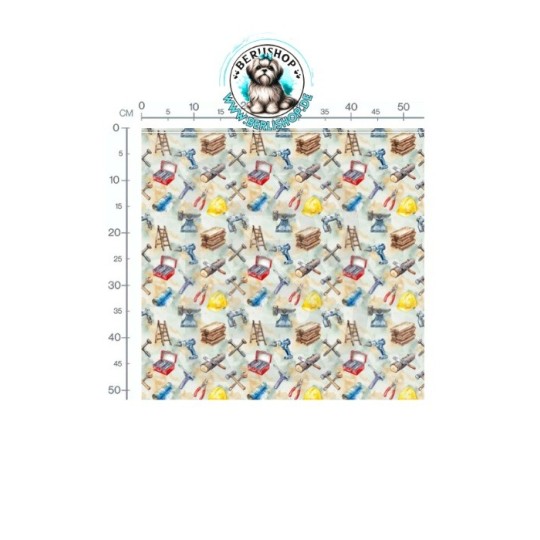 Baumwolle Canvas Stoff Werkzeug Baustelle Handwerker Aquarell Bunt 153 g/m² Meterware 160 cm Eigenproduktion