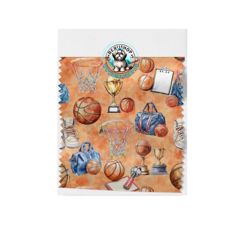 Baumwolle Canvas Basketball Sport Pokale Sneaker Orange Blau 153 g/m² Meterware 160 cm Eigenproduktion