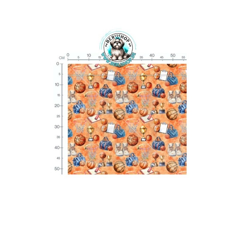 Baumwolle Canvas Basketball Sport Pokale Sneaker Orange Blau 153 g/m² Meterware 160 cm Eigenproduktion
