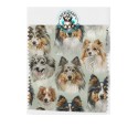 Baumwolle Canvas Collie Sheltie Hundeköpfe Beige Mint Blau 153 g/m² Meterware 160 cm Eigenproduktion