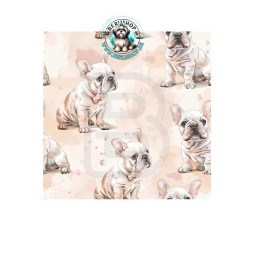 Französische Bulldoggen in Rosa-Beige, süßes Aquarellmuster für Hundeprojekte