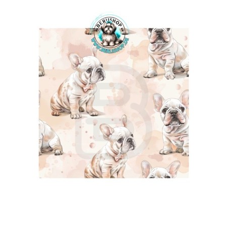 Französische Bulldoggen in Rosa-Beige, süßes Aquarellmuster für Hundeprojekte