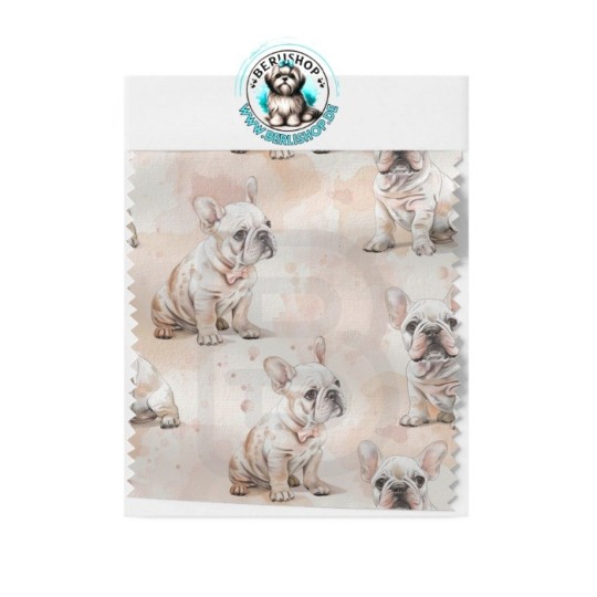 Baumwolle Canvas Hunde Französische Bulldogge Rosa Beige Aquarell 153 g/m² Meterware 160 cm Eigenproduktion