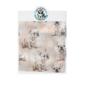 Baumwolle Canvas Hunde Französische Bulldogge Rosa Beige Aquarell 153 g/m² Meterware 160 cm Eigenproduktion
