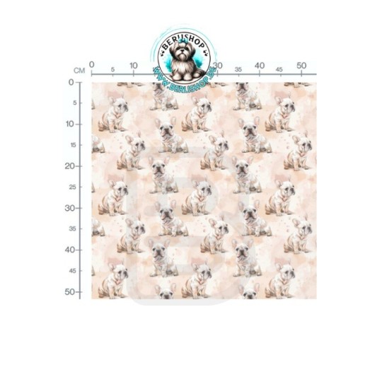 Baumwolle Canvas Hunde Französische Bulldogge Rosa Beige Aquarell 153 g/m² Meterware 160 cm Eigenproduktion
