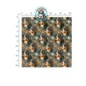 Baumwolle Canvas Berner Sennenhund Blumen Petrol Orange 153 g/m² Meterware 160 cm Eigenproduktion