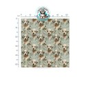 Baumwolle Canvas Hunde Dalmatiner Welpen Schleifen Mint Beige153 g/m² Meterware 160 cm Eigenproduktion