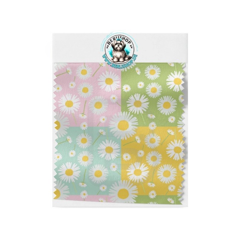 Baumwolle Canvas Blumen Gänseblümchen Pastell Rosa Mint Grün Gelb 153 g/m² Meterware 160 cm Eigenproduktion