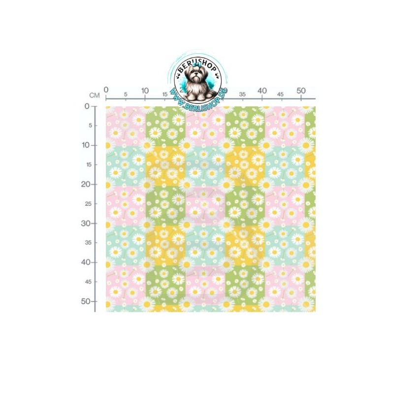 Baumwolle Canvas Blumen Gänseblümchen Pastell Rosa Mint Grün Gelb 153 g/m² Meterware 160 cm Eigenproduktion