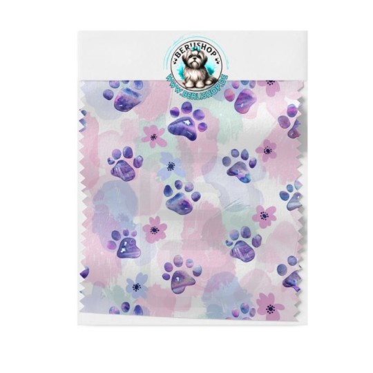 Baumwolle Canvas StoffHunde Tatzen Splash Lila Rosa 153 g/m² Meterware 160 cm Eigenproduktion