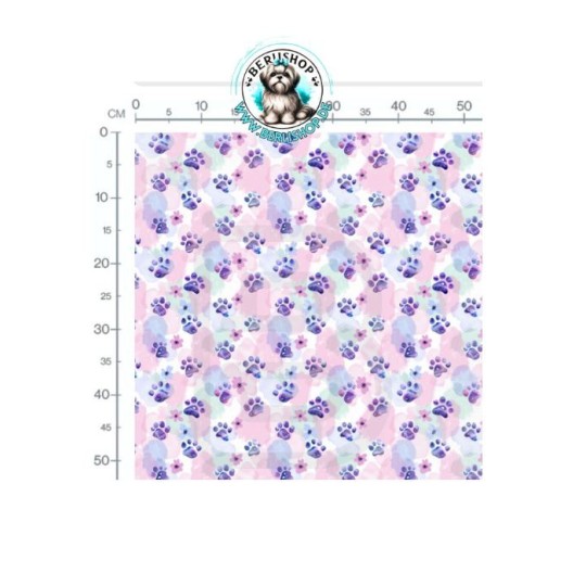 Baumwolle Canvas StoffHunde Tatzen Splash Lila Rosa 153 g/m² Meterware 160 cm Eigenproduktion
