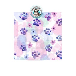 Baumwolle Canvas StoffHunde Tatzen Splash Lila Rosa 153 g/m² Meterware 160 cm Eigenproduktion