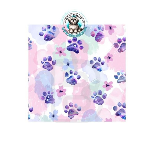 Baumwolle Canvas StoffHunde Tatzen Splash Lila Rosa 153 g/m² Meterware 160 cm Eigenproduktion