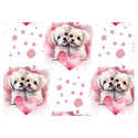 Baumwolle Canvas Stoff Malteser Hund Rosa Herzen – 153 g/m² – Meterware 160 cm- Eigenproduktion