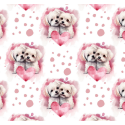 Baumwolle Canvas Stoff Malteser Hund Rosa Herzen – 153 g/m² – Meterware 160 cm- Eigenproduktion