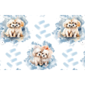 Baumwolle Canvas Stoff Malteser Hunde Paar Blau Aquarell  153 g/m² Meterware 160 cm Eigenproduktion Kinderstoff