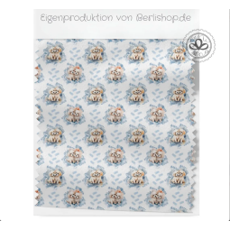 Baumwolle Canvas Stoff Malteser Hunde Paar Blau Aquarell  153 g/m² Meterware 160 cm Eigenproduktion Kinderstoff
