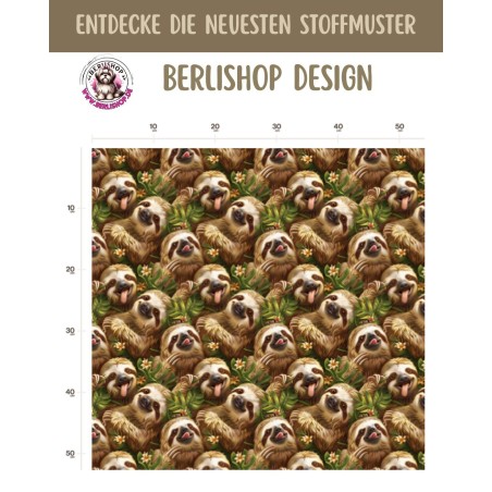 Baumwolle Canvas Faultier – süßer Dschungel Stoff mit Faultieren 153 g/m² Meterware 160 cm Eigenproduktion Kinderstoff