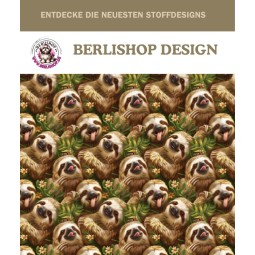 Baumwolle Canvas Faultier – süßer Dschungel Stoff mit Faultieren 153 g/m² Meterware 160 cm Eigenproduktion Kinderstoff